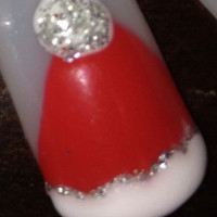 Santa hat Christmas nails